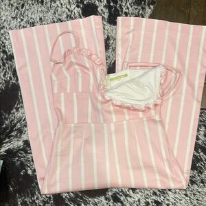 Pink Striped Women's Junpsuit